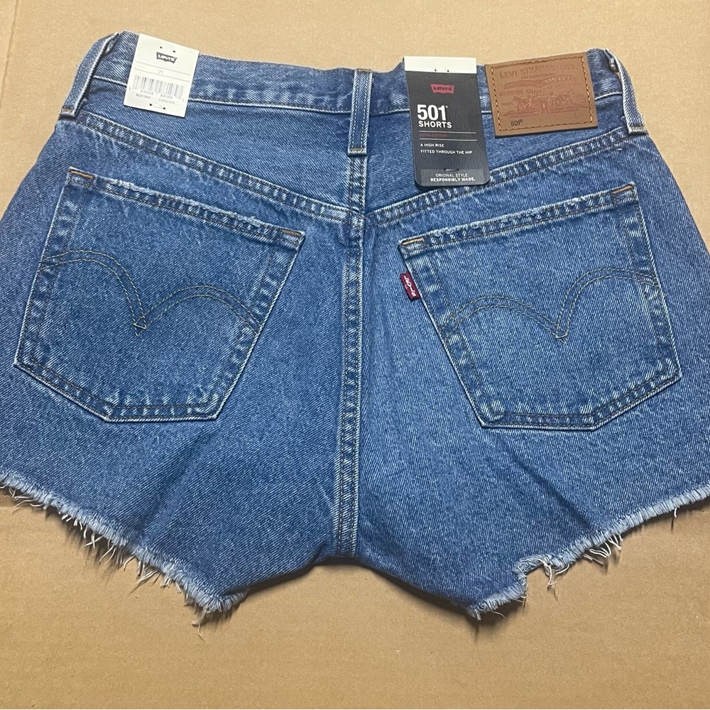 Levi's Women's Blue Denim Shorts - Picture 8 of 9